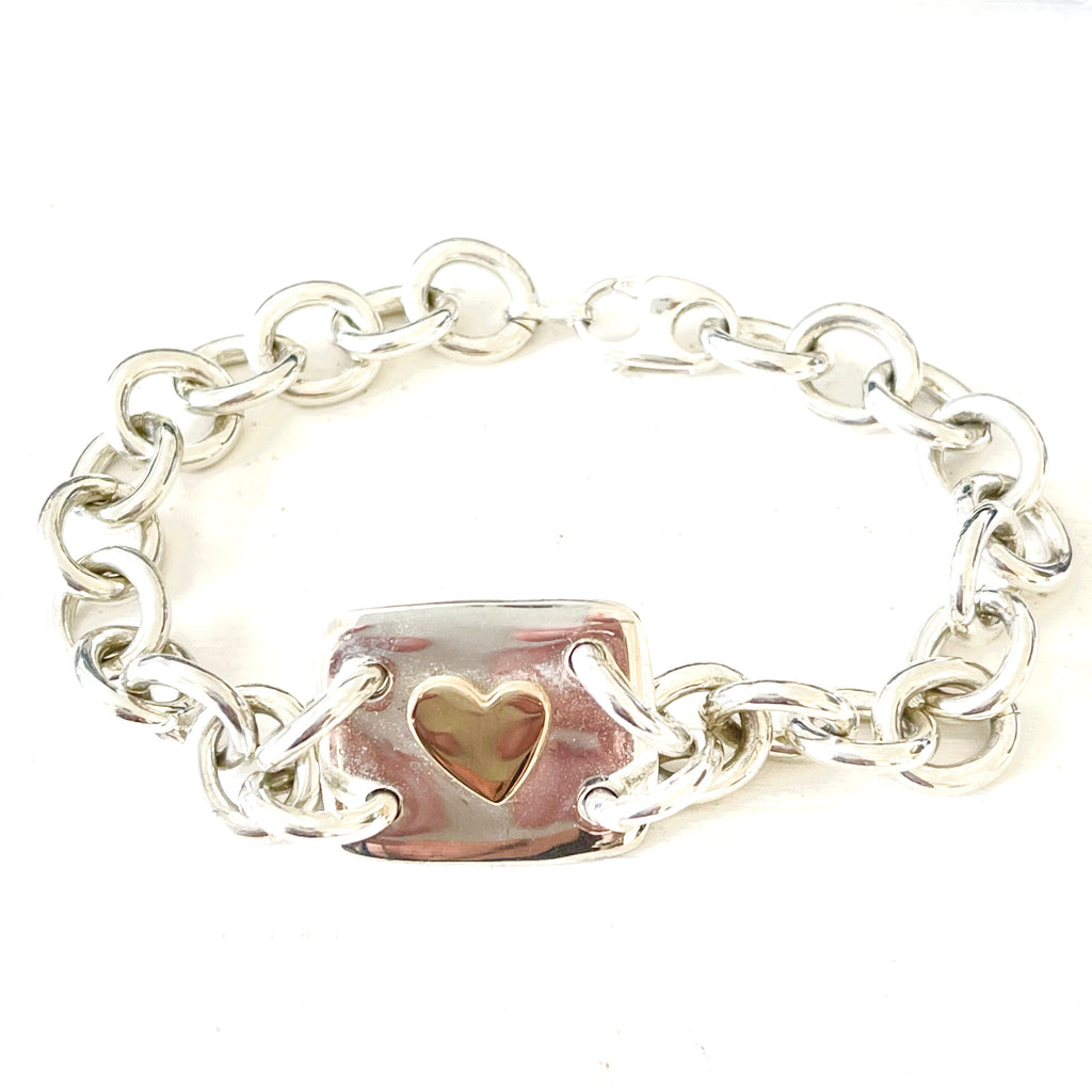 gold heart ID bracelet